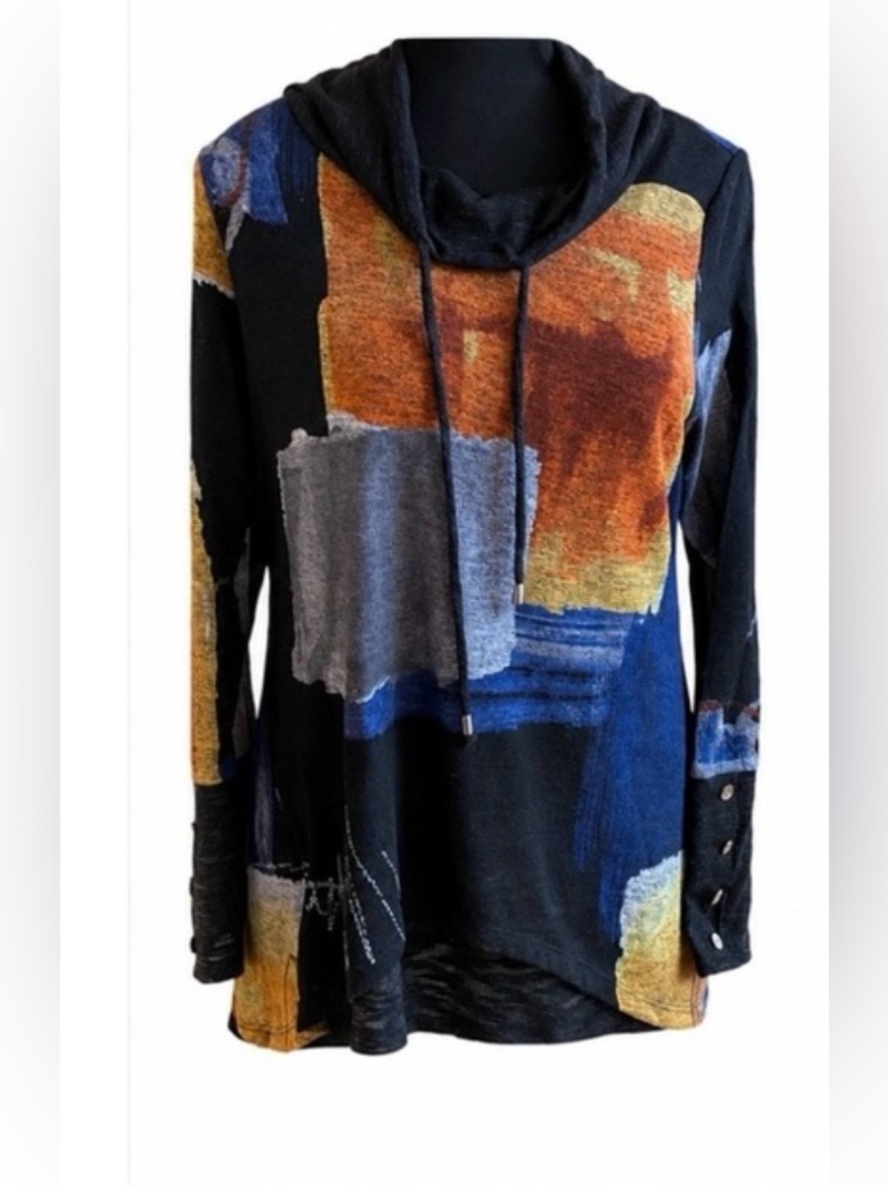 Michael Tyler Abstract Cowl Neck Top Size M